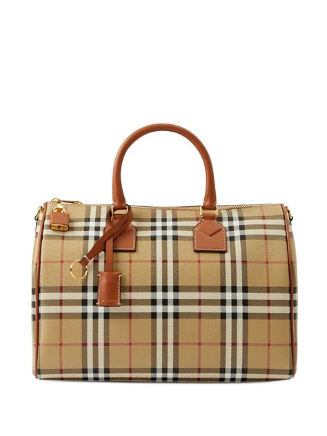 burberry brown check satchel|Burberry Medium Check E.